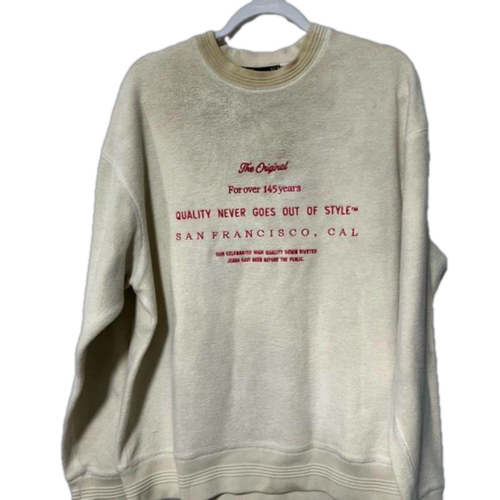 Levi Strauss & Co Vintage Cream|Red Crewneck Sz Medium - Picture 3 of 4